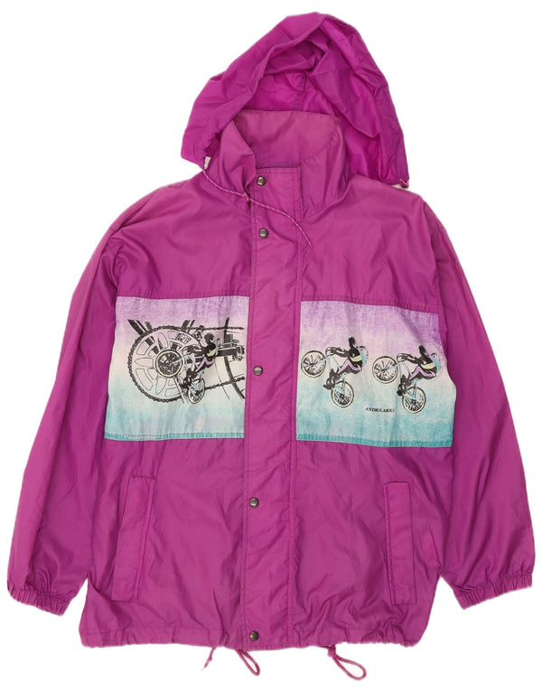 Jaqueta de chuva masculina vintage com capuz UK 42 XL roxo Colourblock