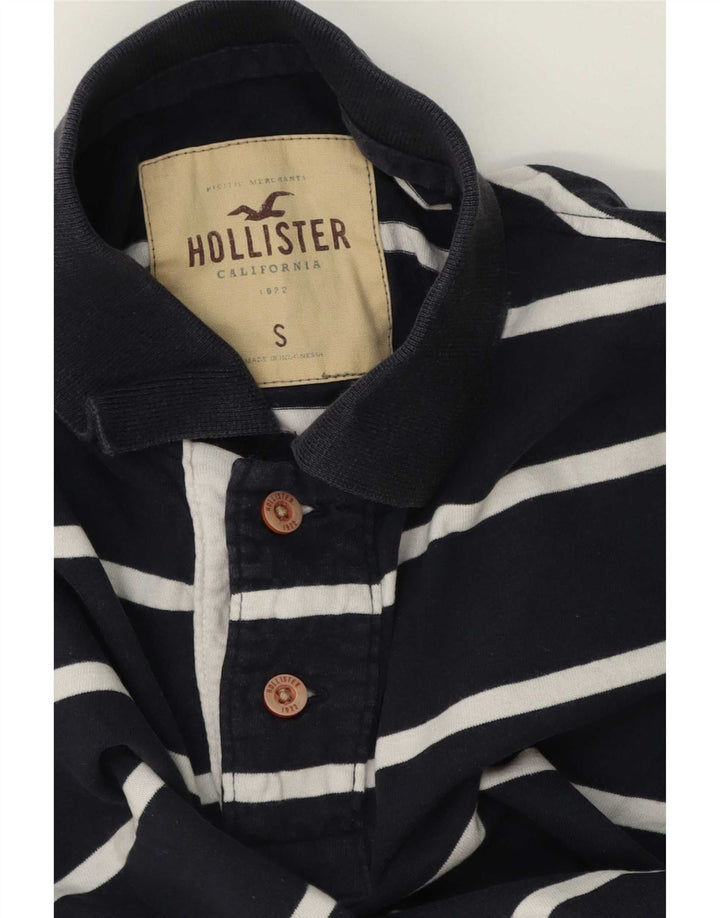 Camisa polo masculina Hollister pequena listrada azul marinho