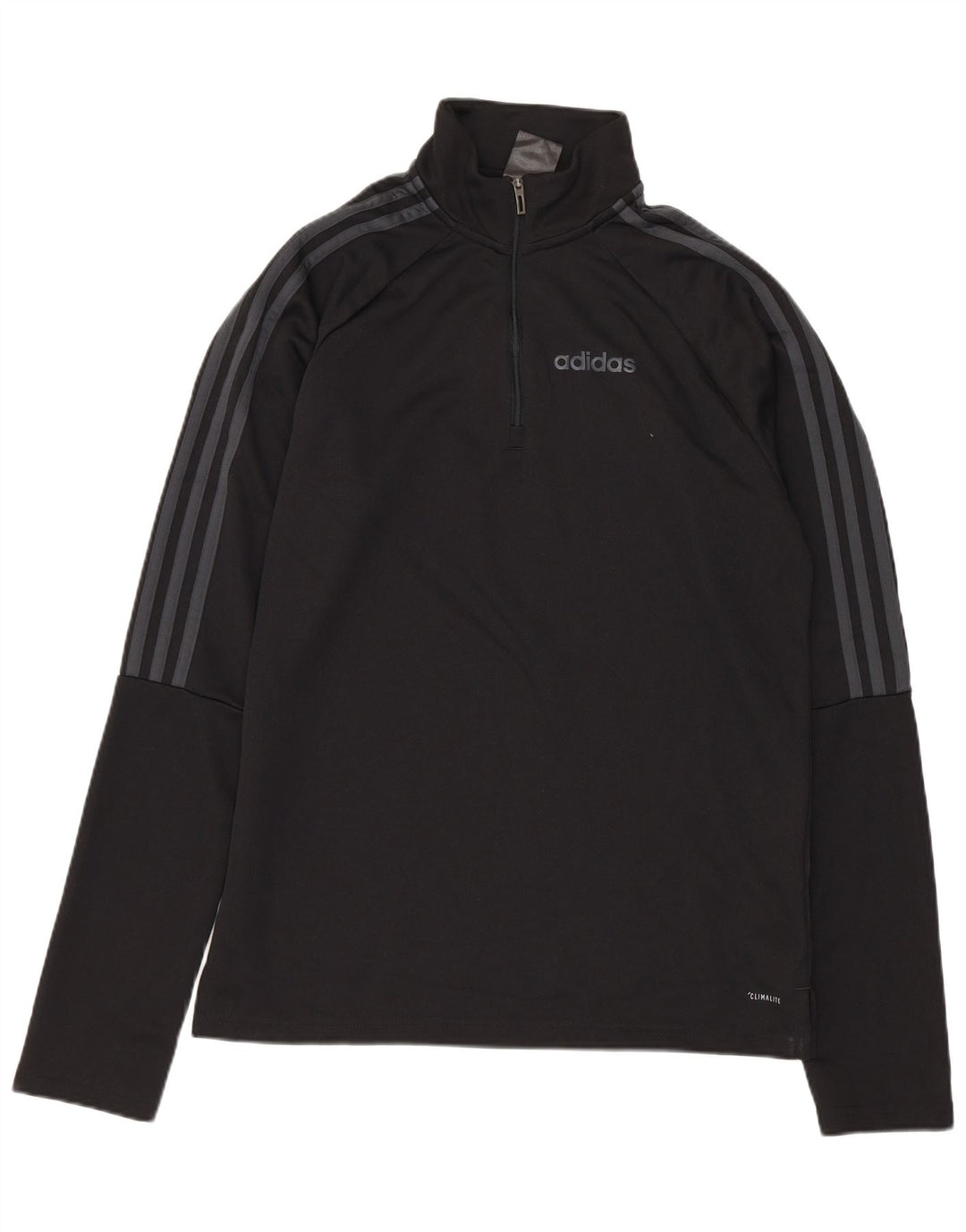 ADIDAS Mens Climalite Zip Neck Pullover Treino Top Pequeno Preto