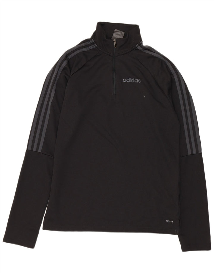 ADIDAS Mens Climalite Zip Neck Pullover Treino Top Pequeno Preto