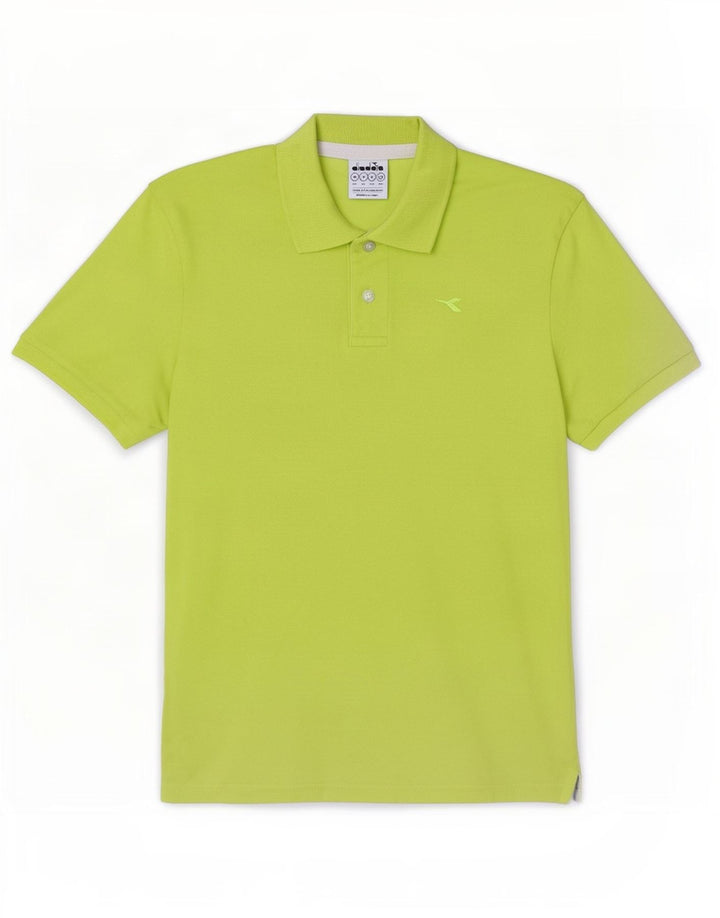 Camisa polo masculina Diadora pequena algodão verde