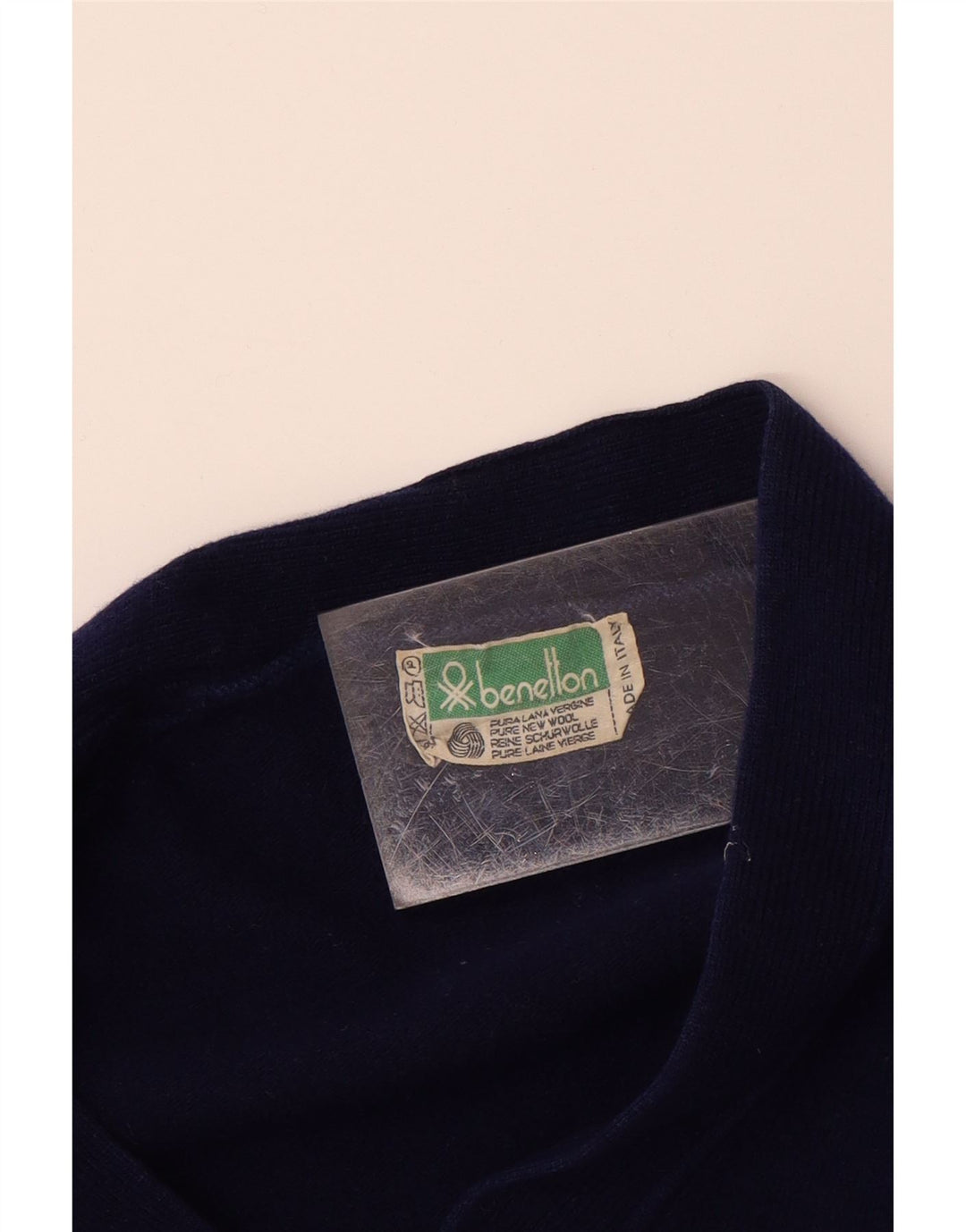Suéter cardigã masculino BENETTON 13-14 anos lã azul marinho