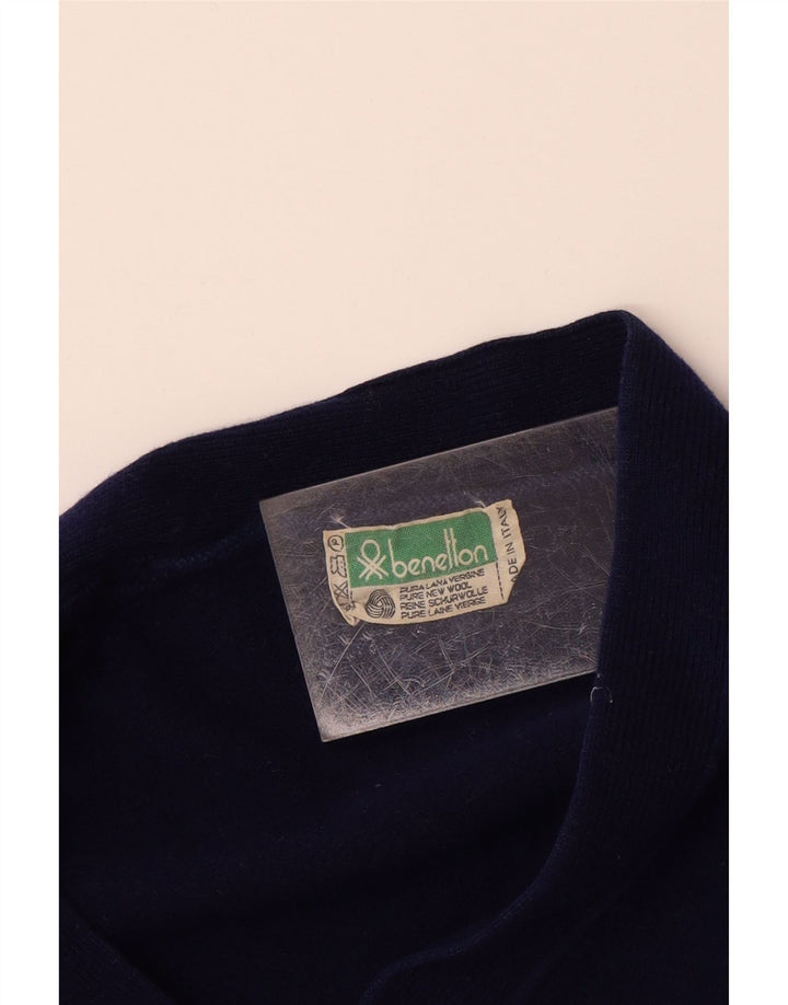Suéter cardigã masculino BENETTON 13-14 anos lã azul marinho