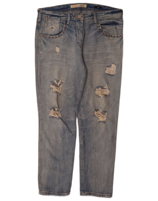 Zara Womens Trafaluc Jeans Slim Cintura Alta EU 38 Pequeno W28 L29 Azul