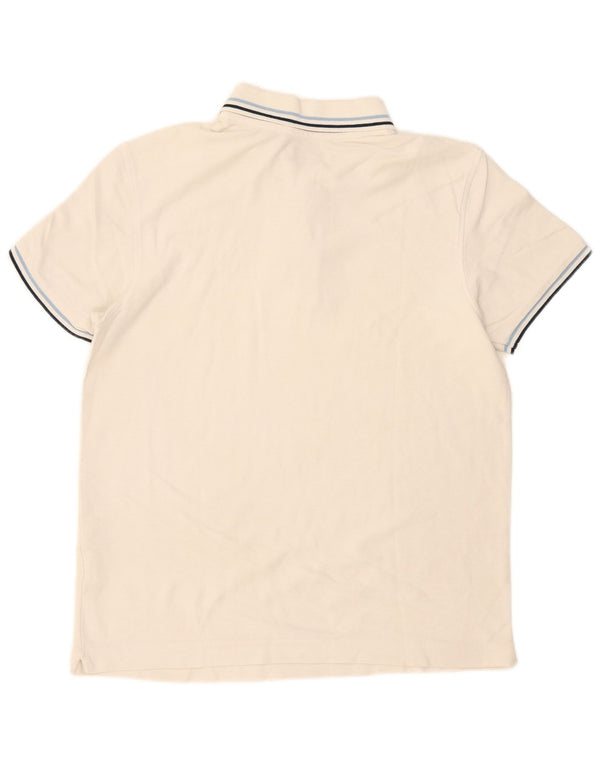 Camisa polo masculina Lotto pequena listrada branca de algodão