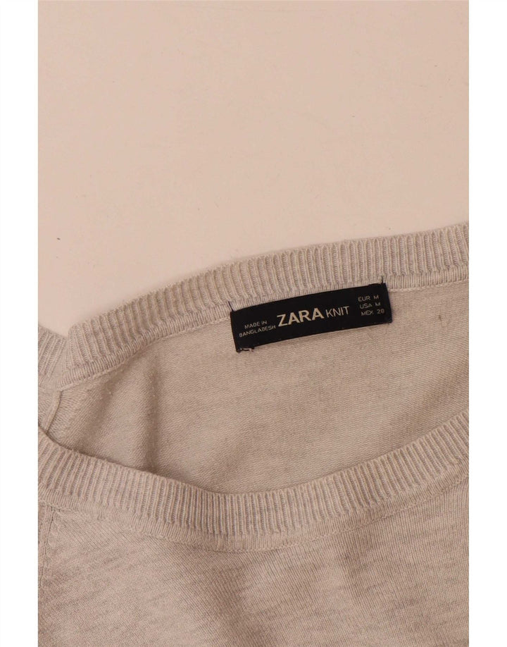 Zara Suéter feminino oversized com gola canoa Reino Unido 14 Viscose cinza médio