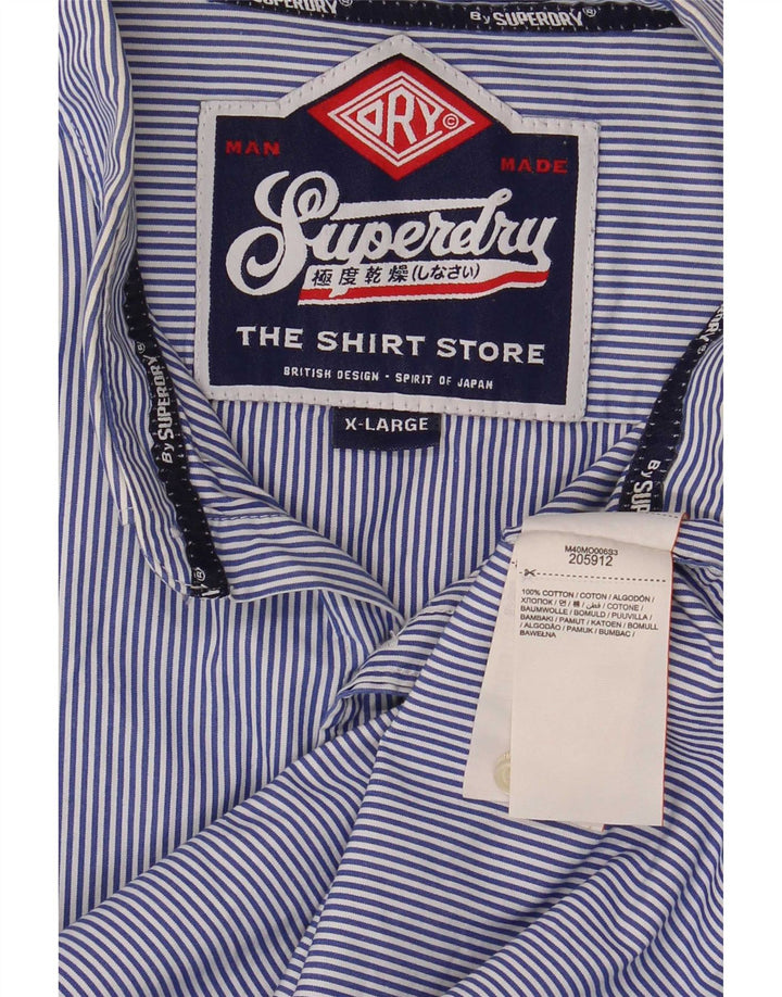 Camisa masculina Superdry XL listrada azul algodão