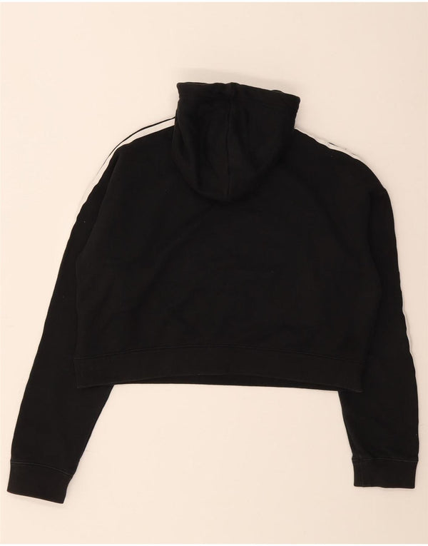 Adidas Womens Crop Oversized Hoodie Jumper Reino Unido 8 Pequeno Algodão Preto
