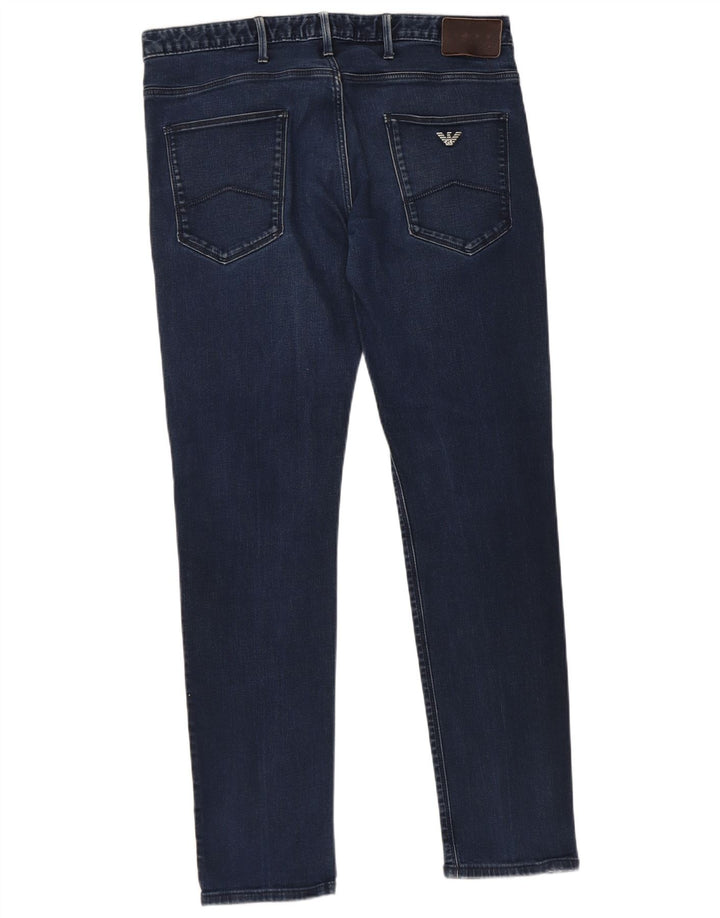 Armani Mens Slim Jeans W34 L31 Azul Marinho Algodão