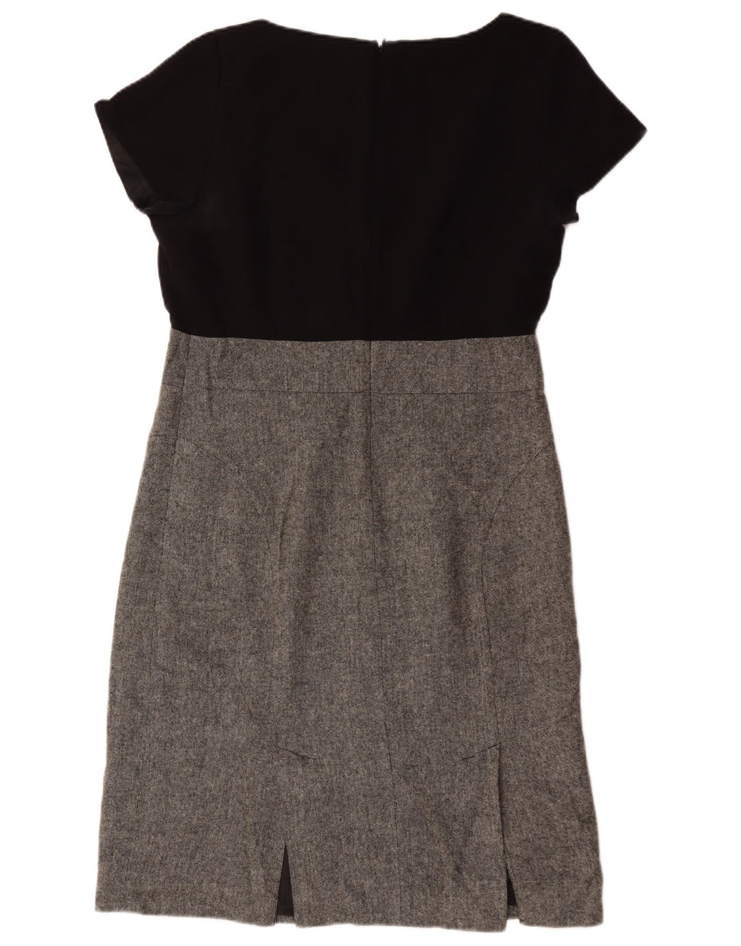 Vestido bainha feminino Laura Ashley Reino Unido 14 grande preto colorblock poliéster