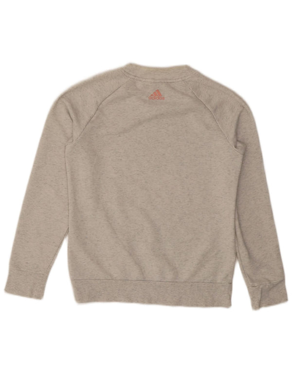 Adidas Womens Graphic Sweatshirt Jumper UK 8 Pequeno Cinza Flecked