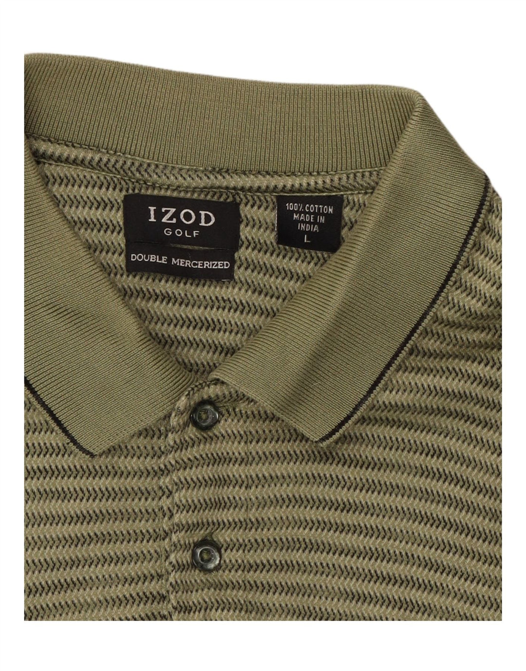 IZOD Mens Golf Polo Shirt Large Green Striped Cotton Vintage Izod and Second-Hand Izod from Messina Hembry 
