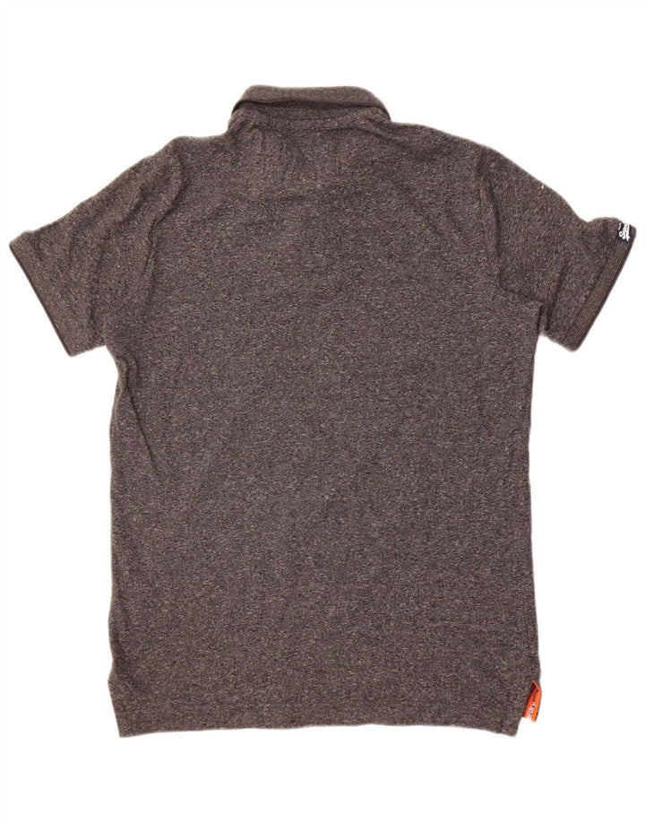 Camisa polo masculina Superdry pequena algodão manchado cinza