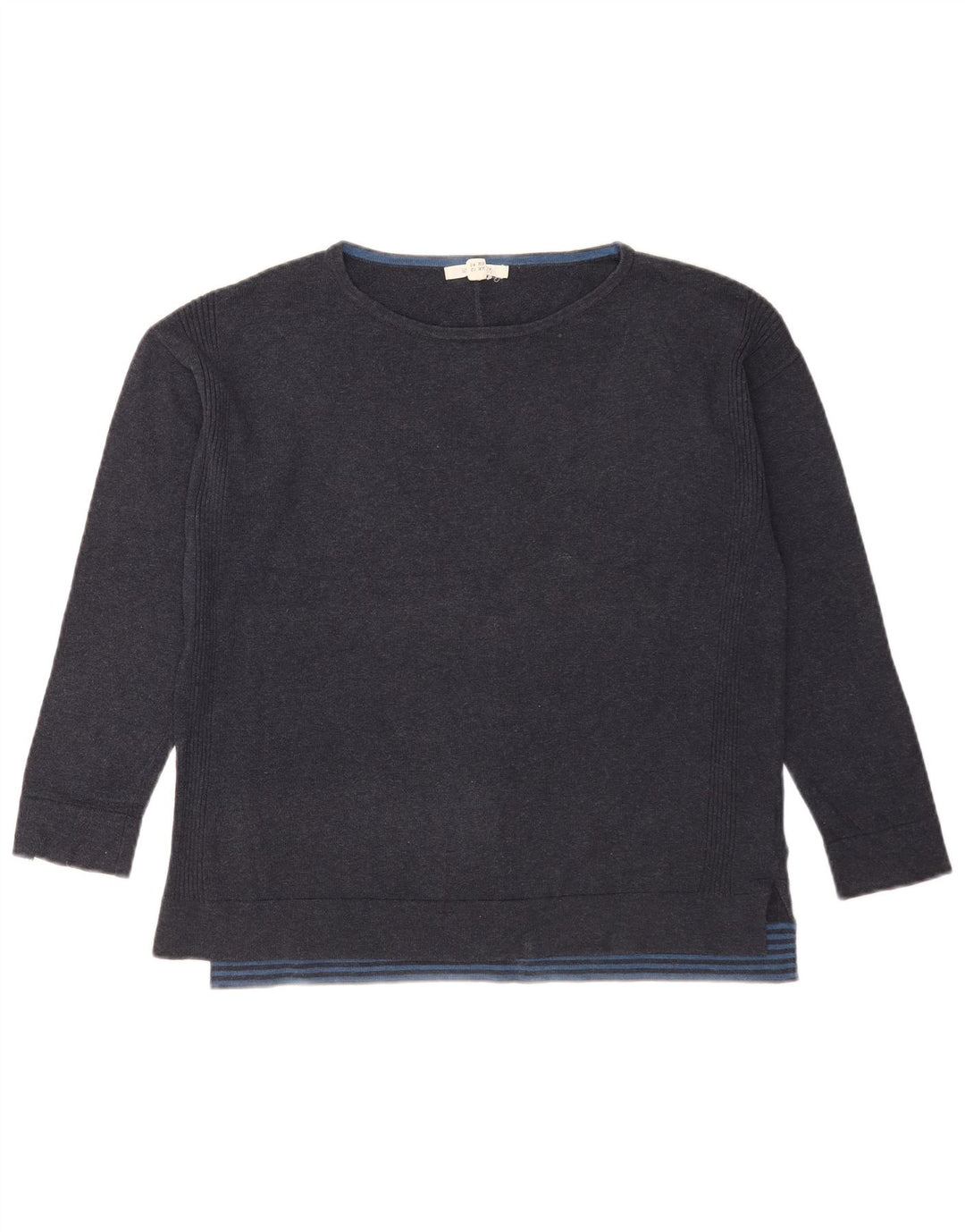 Suéter feminino com gola canoa White Stuff Reino Unido 12 algodão azul marinho médio