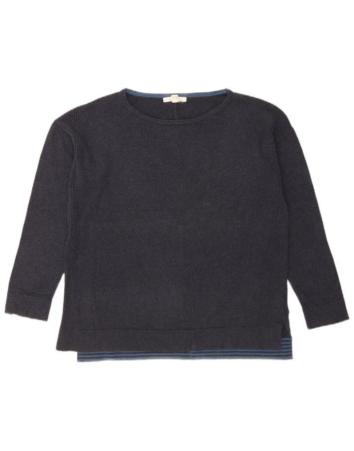 Suéter feminino com gola canoa White Stuff Reino Unido 12 algodão azul marinho médio