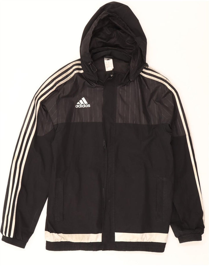 ADIDAS Mens Hooded Rain Jacket UK 38 Médio Preto Colourblock Poliéster