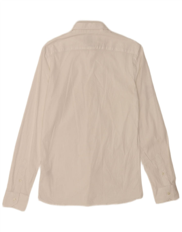 Camisa feminina Zara UK 10 pequena algodão branco
