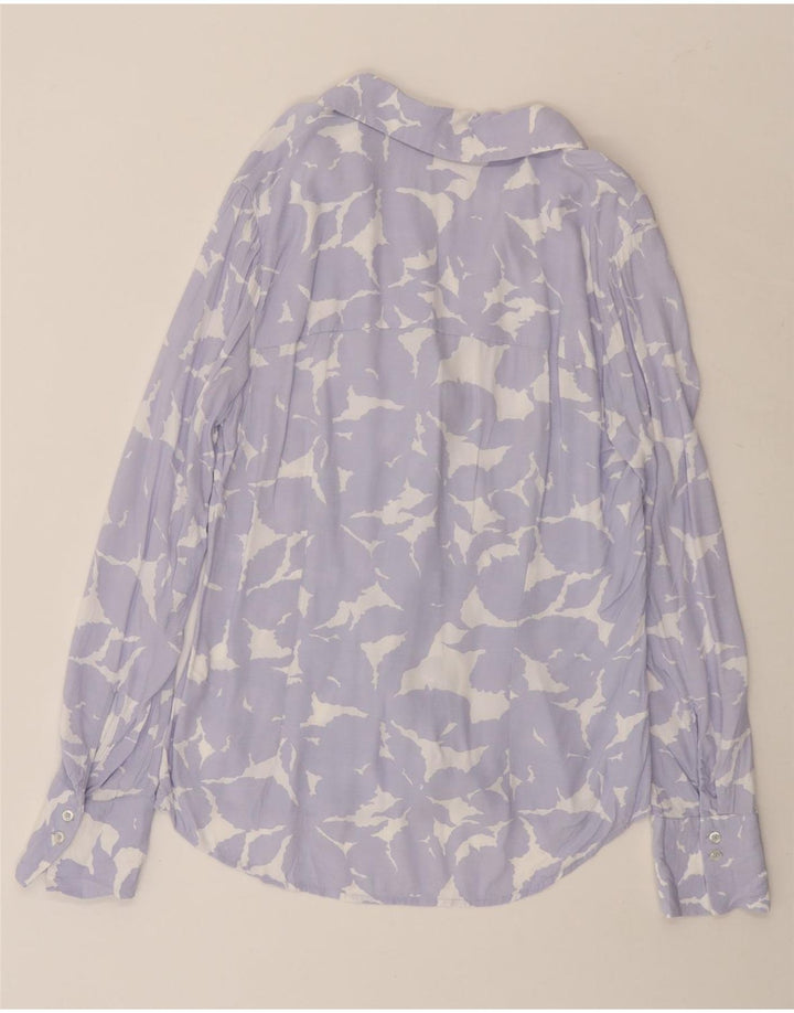 Camisa feminina BENETTON UK 14 viscose floral roxa média