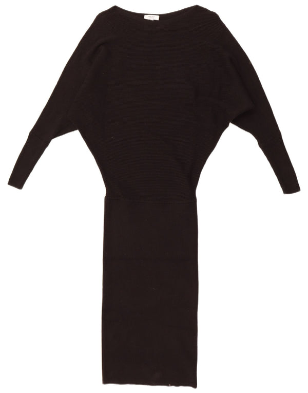 Vestido feminino Reiss manga comprida Batwing Jumper UK 6 XS algodão preto