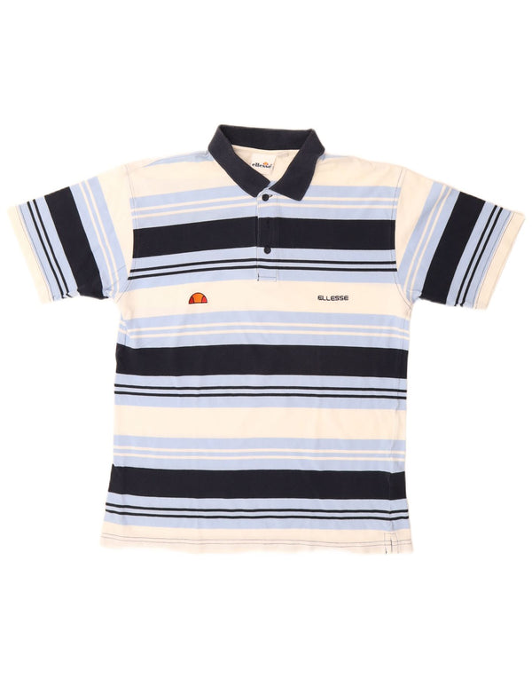 Camisa polo masculina Ellesse pequena listrada azul marinho de algodão