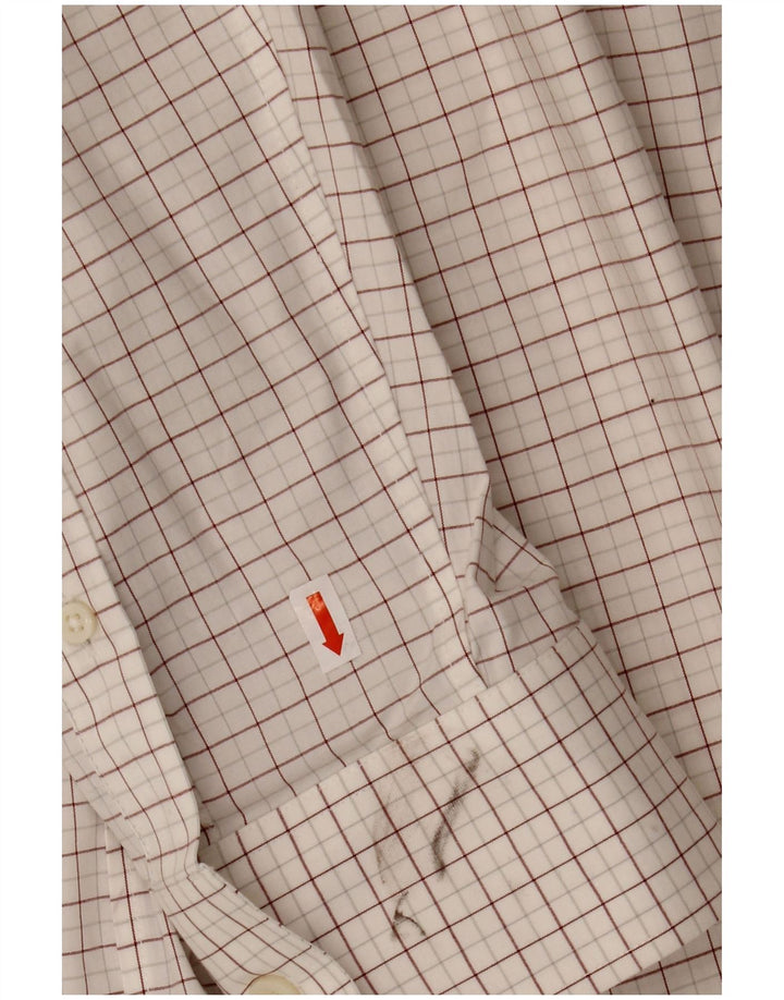 J. CREW Camisa masculina slim tamanho 17 1/2 XL algodão xadrez branco