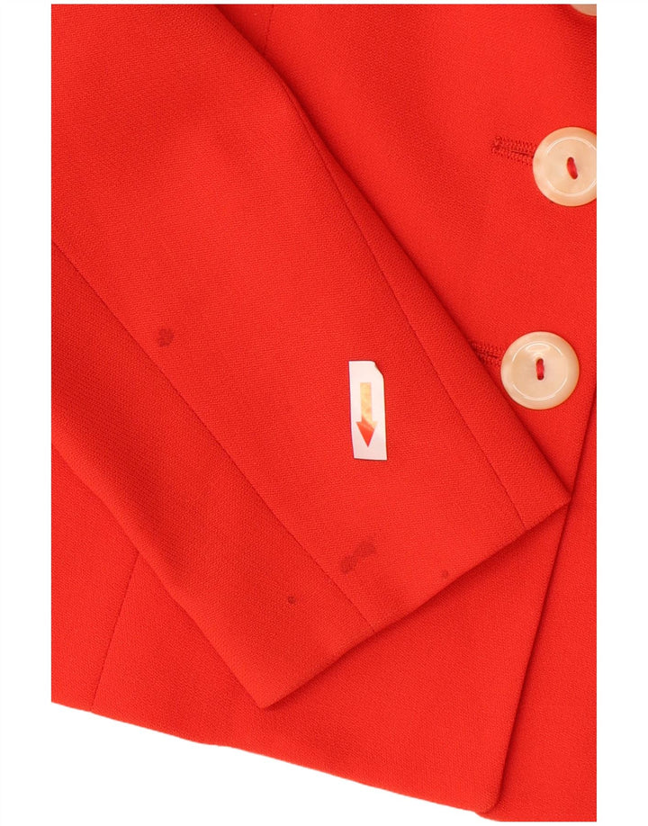 Conjunto de saia feminina vintage com 3 botões e 2 peças IT 40 pequeno W28 lã vermelha