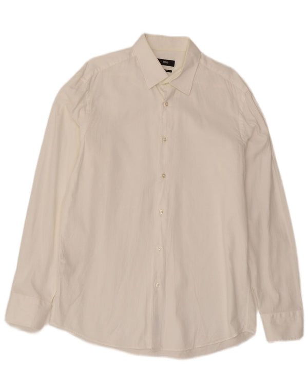 Camisa masculina Hugo Boss Regular Fit tamanho 41 grande algodão branco
