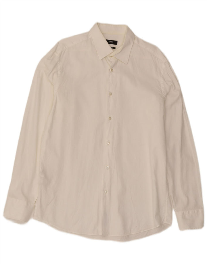Camisa masculina Hugo Boss Regular Fit tamanho 41 grande algodão branco