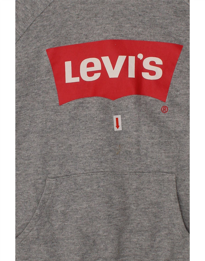 LEVI'S Boys Loose Fit Graphic Hoodie Jumper 9-10 Years Grey Cotton Vintage Levi's and Second-Hand Levi's from Messina Hembry 