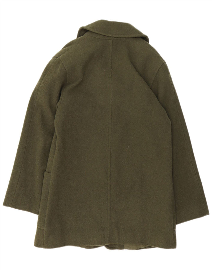 Sobretudo feminino VINTAGE grande Reino Unido 10 lã verde pequena