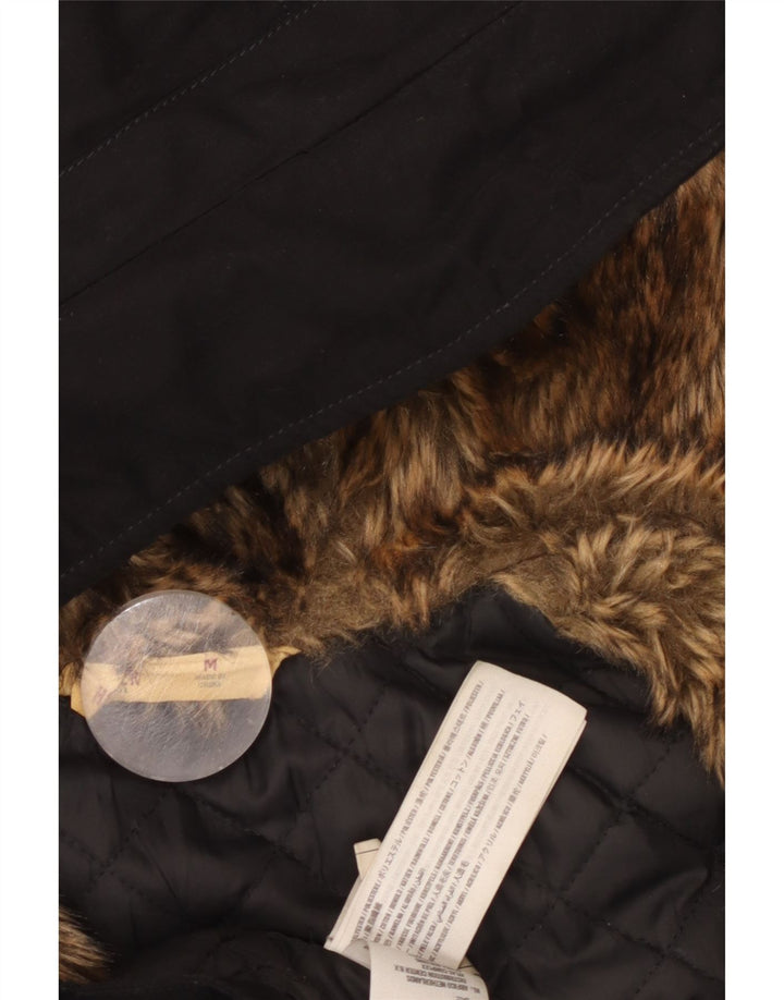 Jaqueta parka feminina com capuz HOLLISTER UK 14 poliéster preto médio