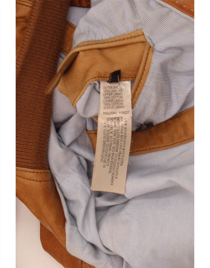 Jaqueta de couro masculina Massimo Dutti Reino Unido 40 grande couro marrom