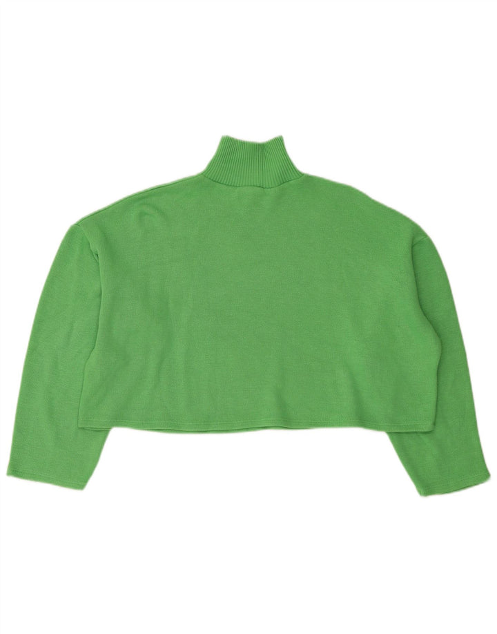 Zara Womens Long Sleeve Oversized Crop Top UK 10 Pequeno Poliéster Verde