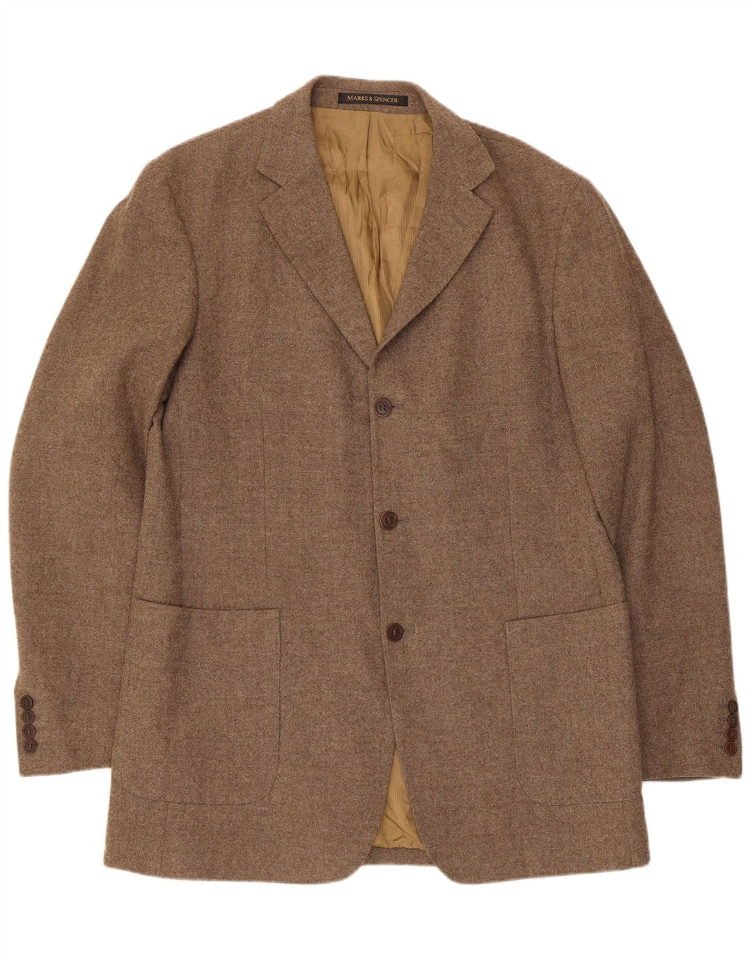 Jaqueta blazer masculina de 3 botões Marks & Spencer Reino Unido 42 grande marrom nova lã