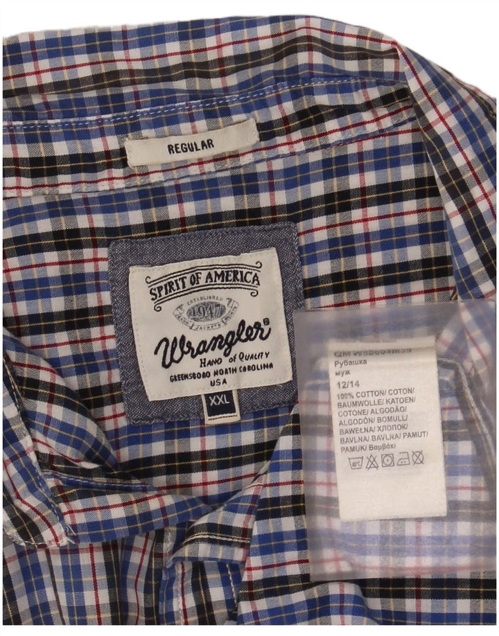 Wrangler Camisa masculina de manga curta regular fit 2XL algodão xadrez azul