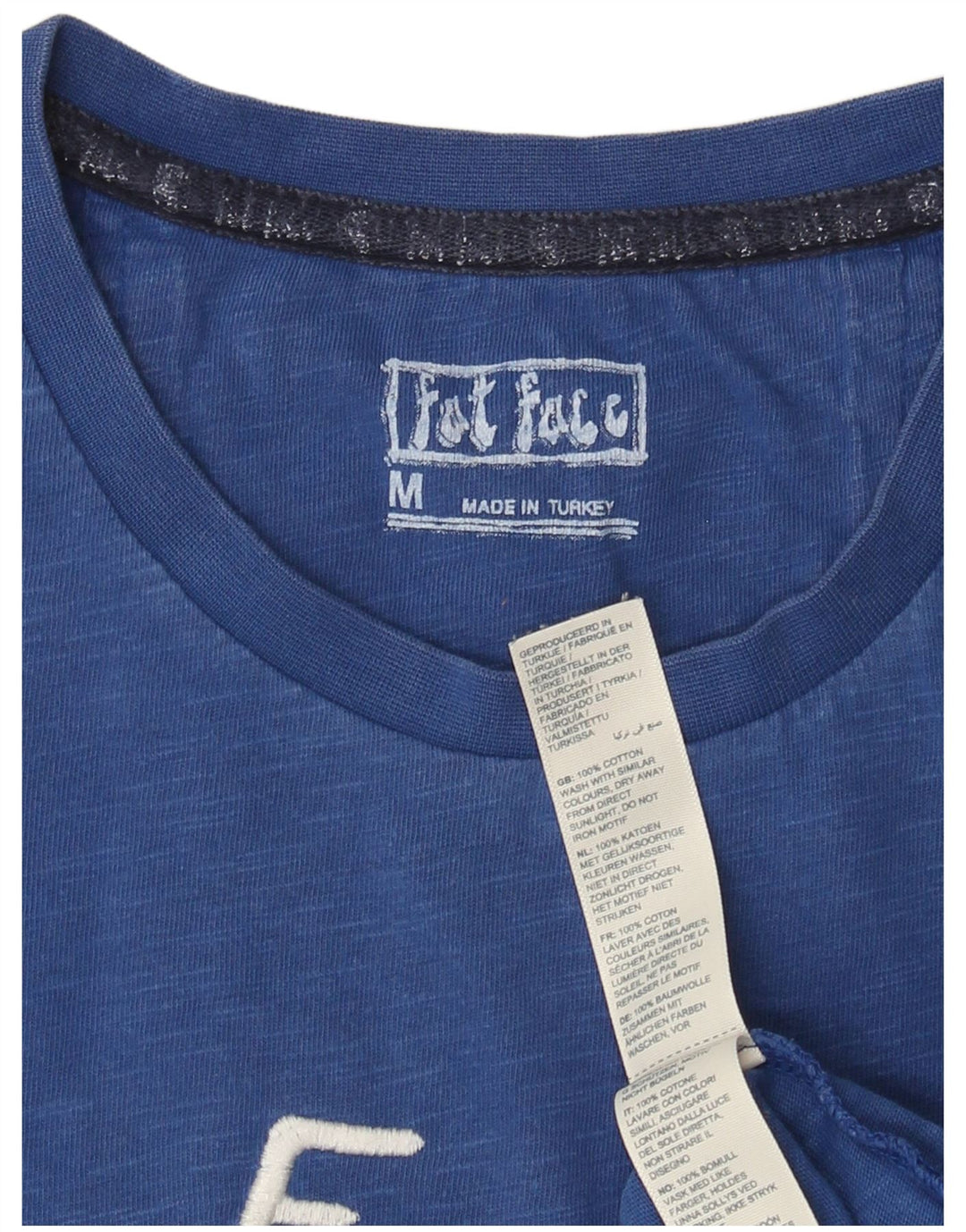 Camiseta gráfica masculina Fat Face Top algodão azul médio