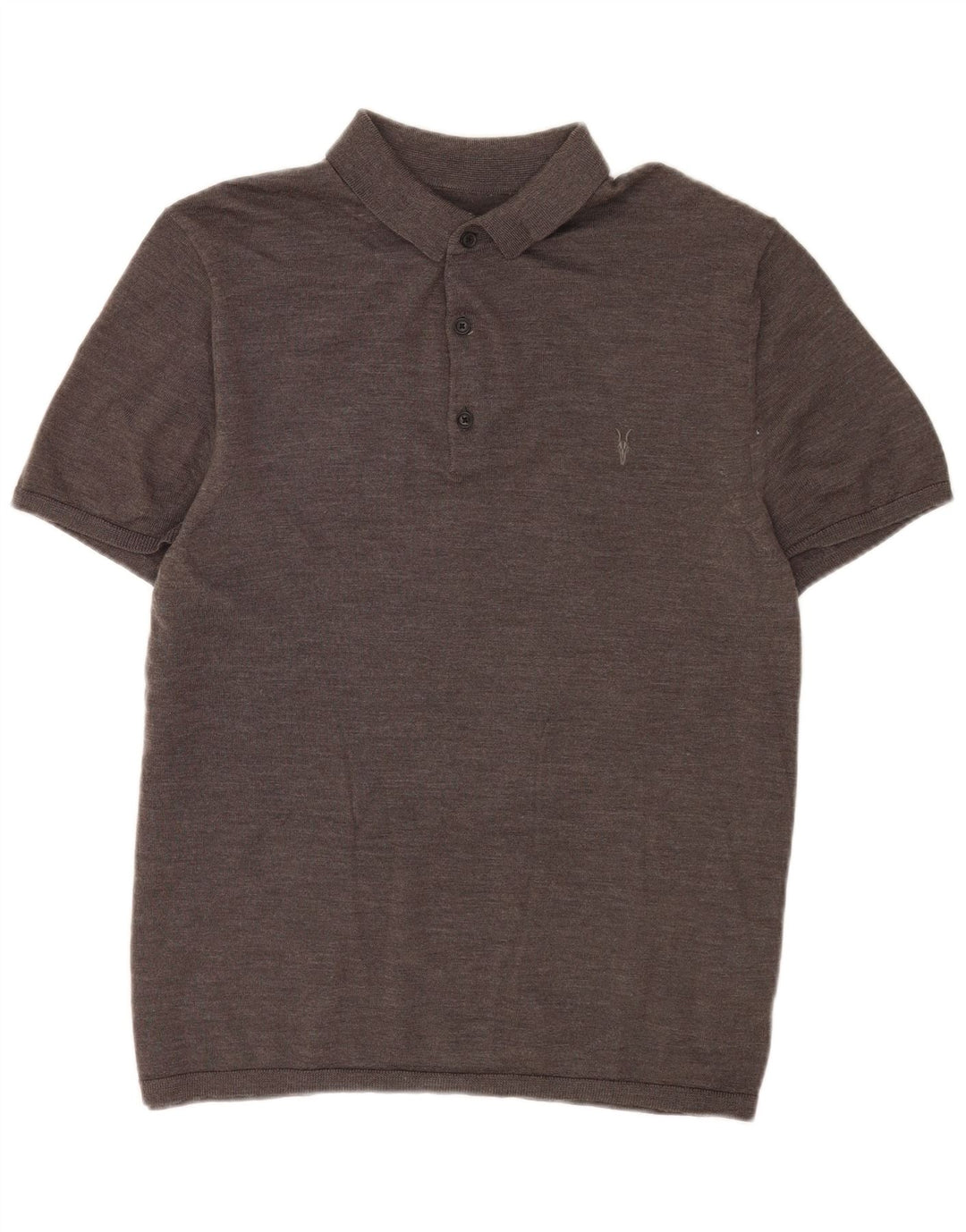 All Saints Suéter masculino de manga curta com gola polo grande cinza