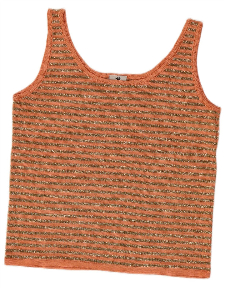 Top feminino de malha vintage IT 42 listrado laranja médio