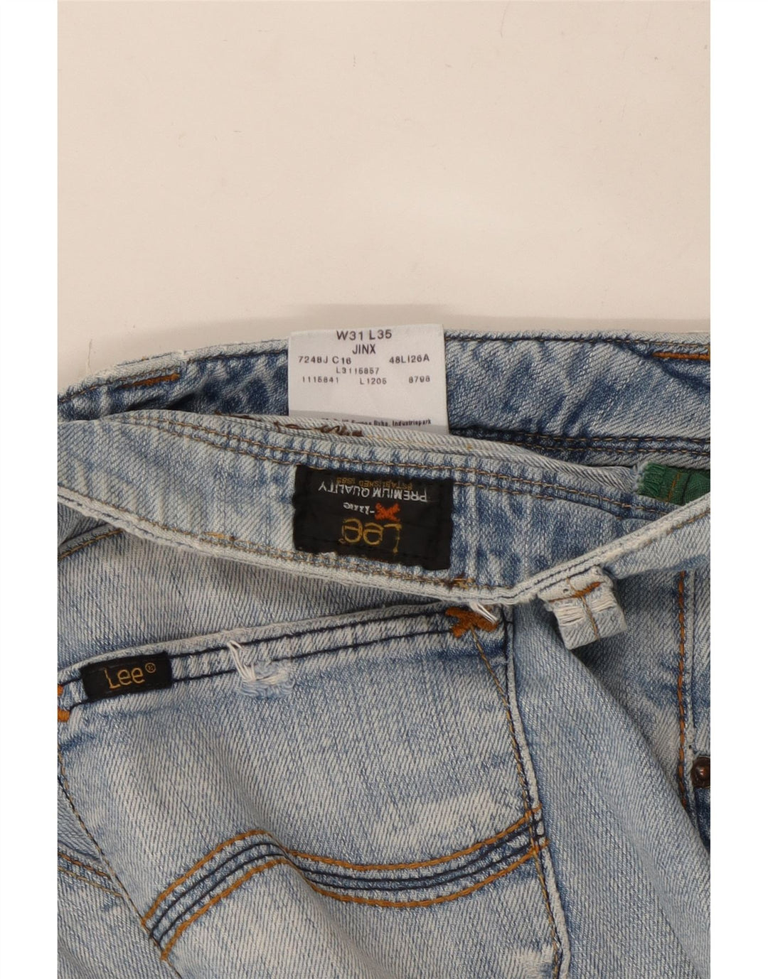 Calça jeans feminina LEE Jinx desgastada com bootcut W31 L35 algodão azul