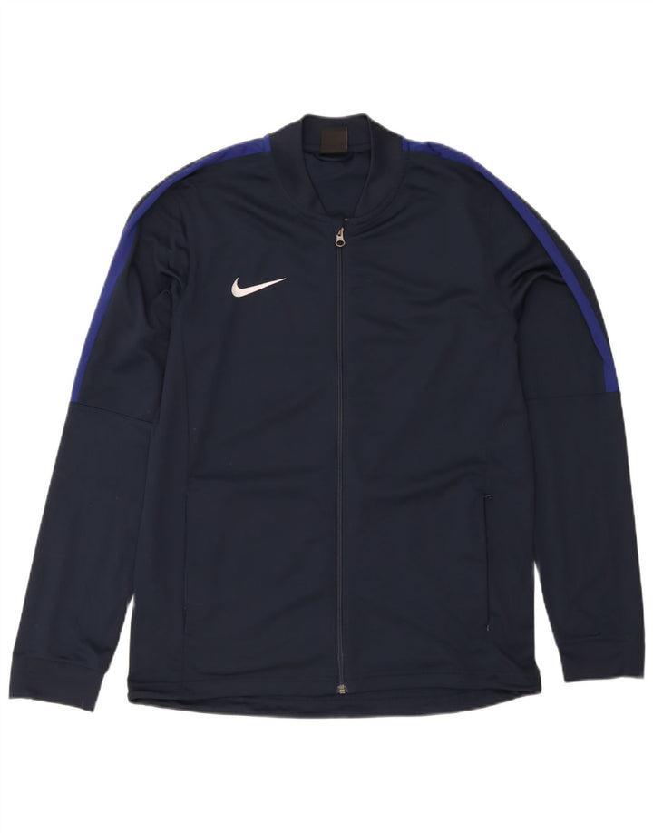 Nike Mens Dri Fit Tracksuit Top Jaqueta Grande Azul Marinho Poliéster Esportes