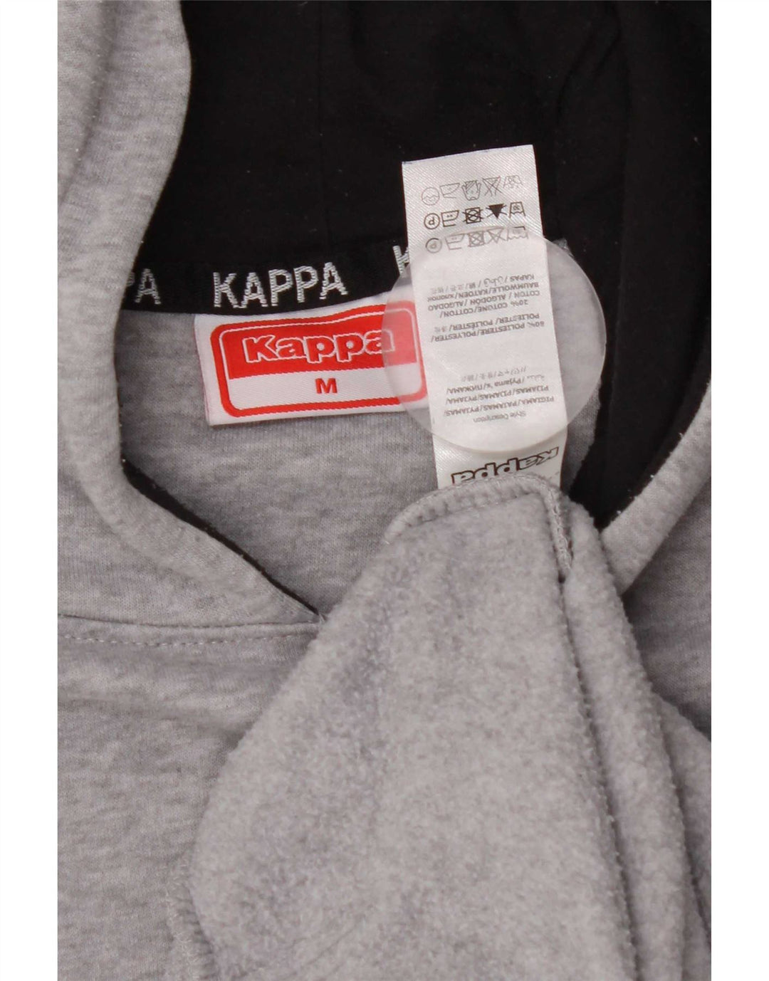 Kappa moletom com capuz masculino gráfico cinza médio colorblock poliéster