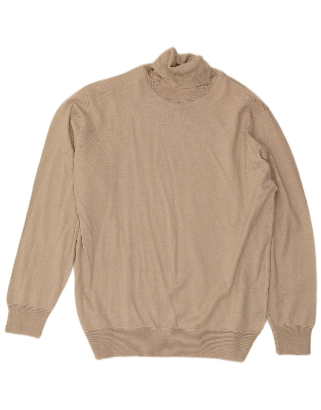 Suéter masculino vintage com gola redonda, lã bege média