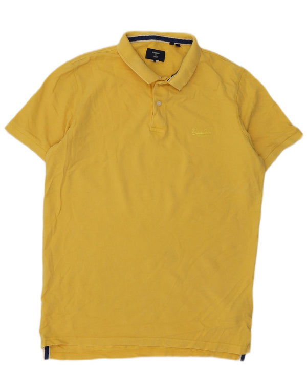 Camisa polo masculina Superdry grande algodão amarelo
