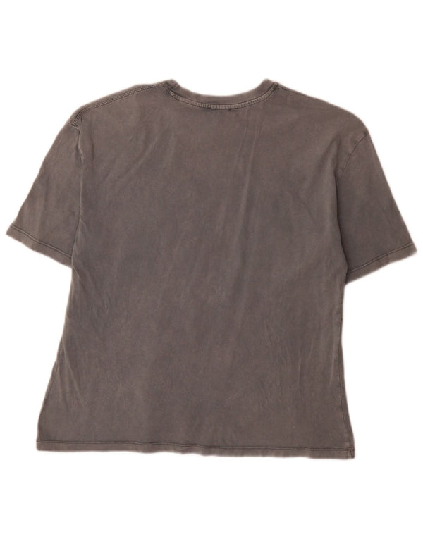 Camiseta feminina Zara New York Graphic Top UK 10 pequeno algodão cinza