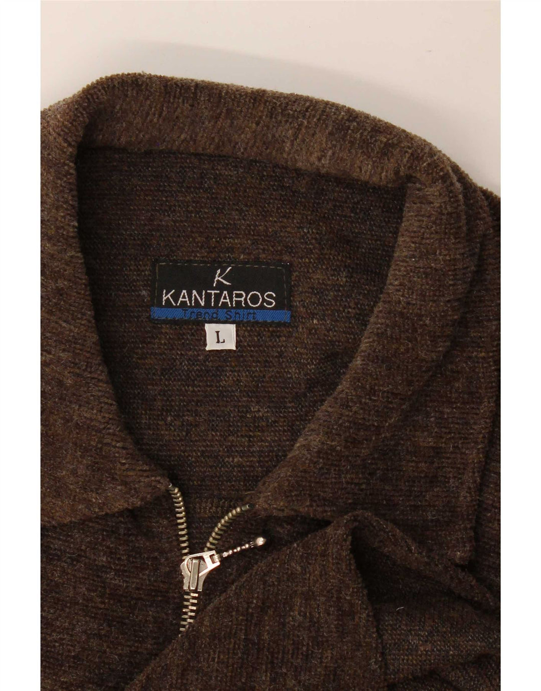 Camisa masculina Kantaros com zíper completo grande marrom
