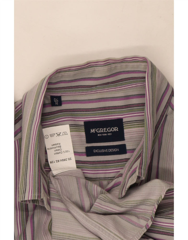 Camisa masculina McGregor algodão listrado cinza médio