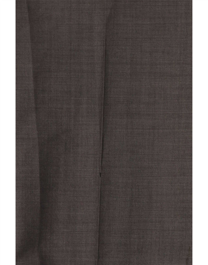Calça masculina de terno reto Marks & Spencer W32 L31 lã cinza