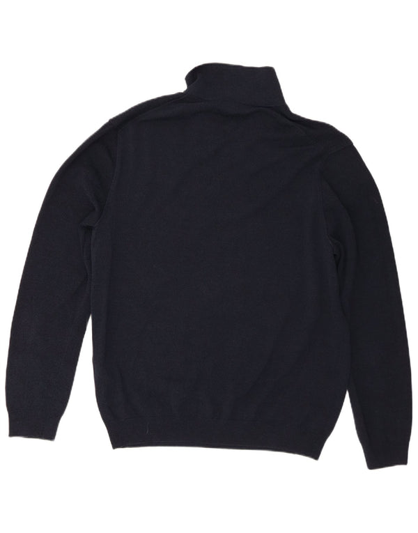 Suéter masculino Reiss com gola polo grande algodão azul marinho