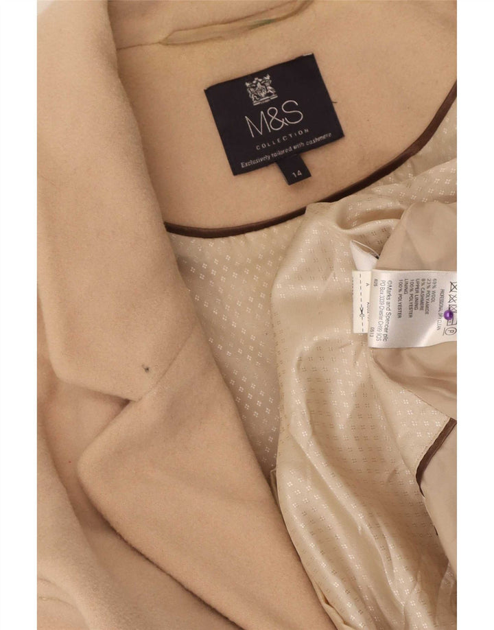 Sobretudo feminino Marks & Spencer Reino Unido 14 lã bege médio
