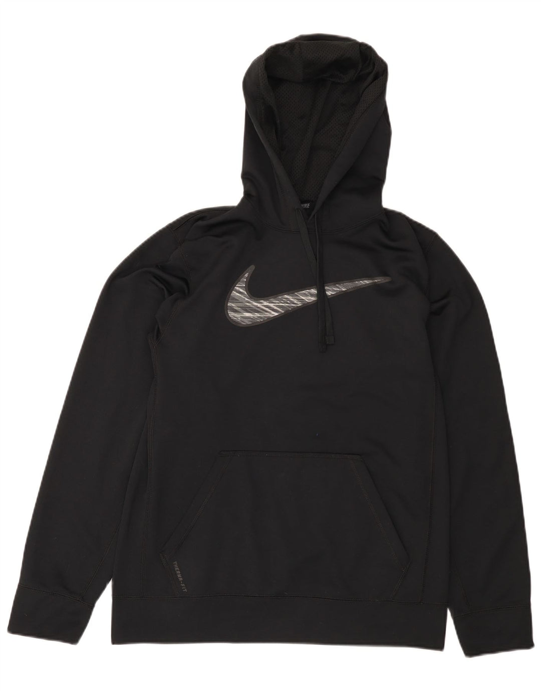 Moletom com capuz gráfico masculino NIKE Therma-Fit pequeno poliéster preto